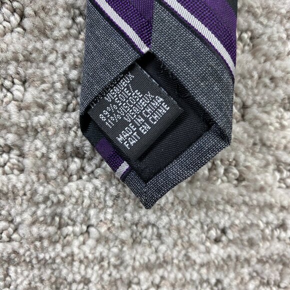 Calvin Klein Extreme Slim Men's Neck Tie Gray Black Purple Stripes Formal Preppy - Picture 3 of 5